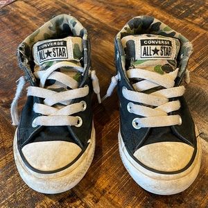 Converse, High Top Black with Camo, Kids size 12